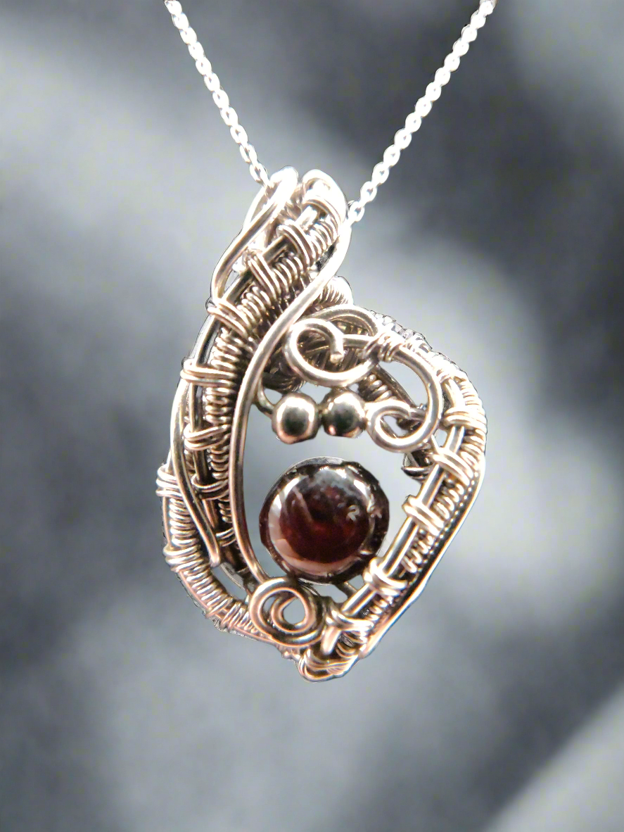 Sterling Silver Garnet Pendant Necklace