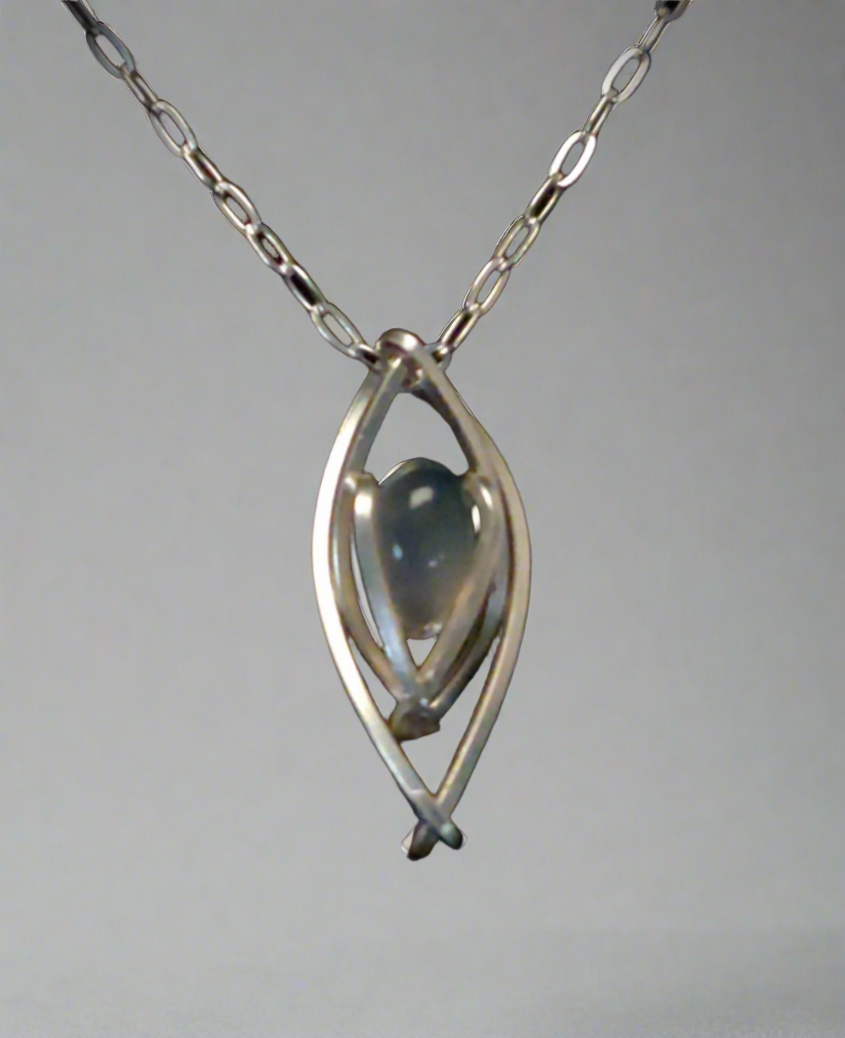 Micro Sterling Silver Moonstone Pendant