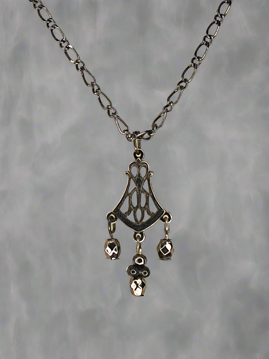 Gunmetal Hematite Drop Pendant Necklace
