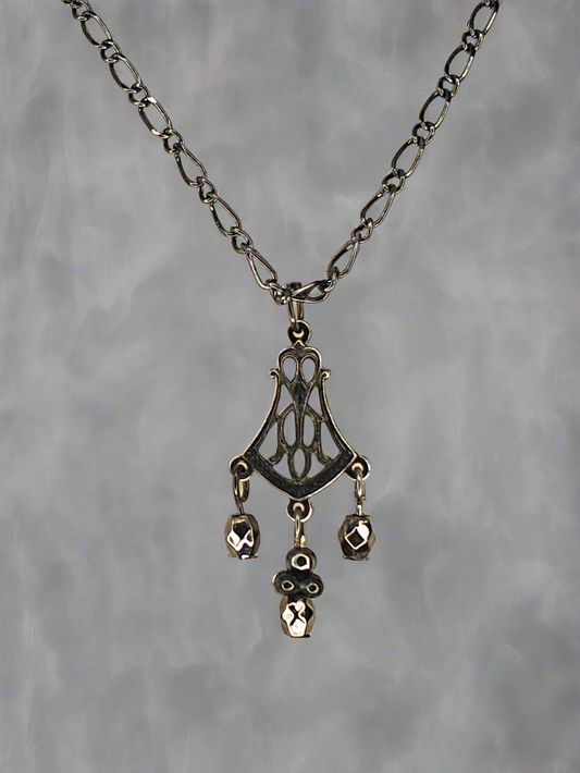 Gunmetal Hematite Drop Pendant Necklace