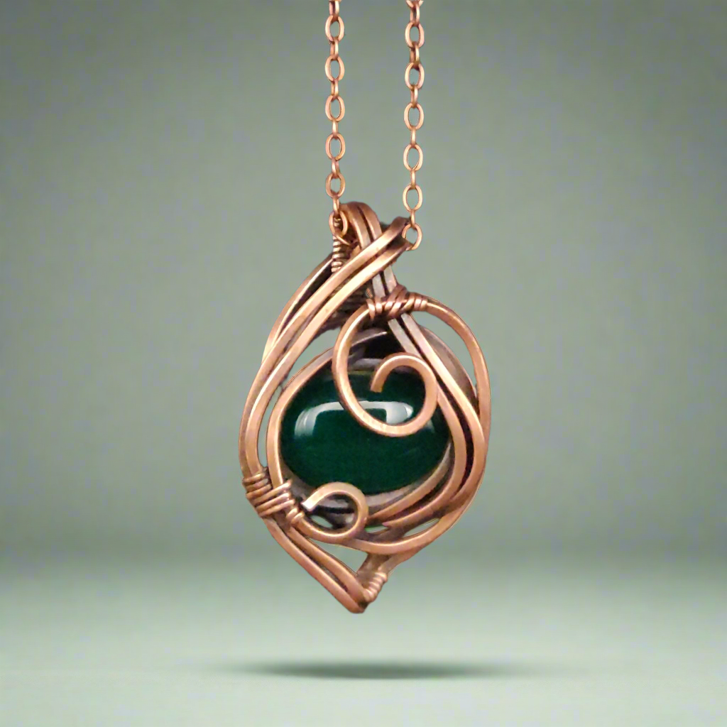 Malaysian Jade Copper Pendant Necklace