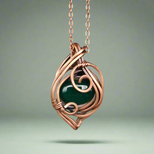 Malaysian Jade Copper Pendant Necklace