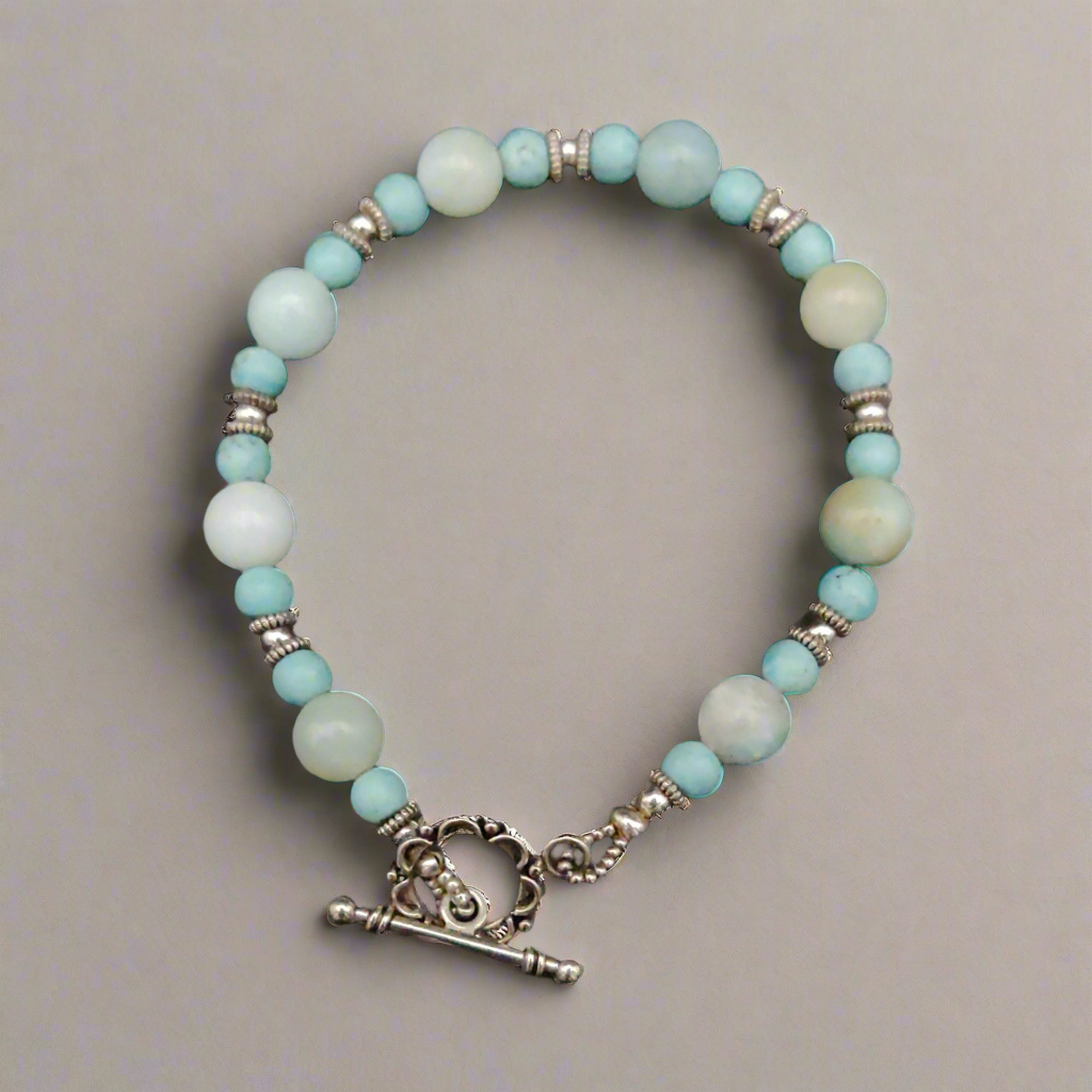 Amazonite & Wagnerite Beaded Bracelet