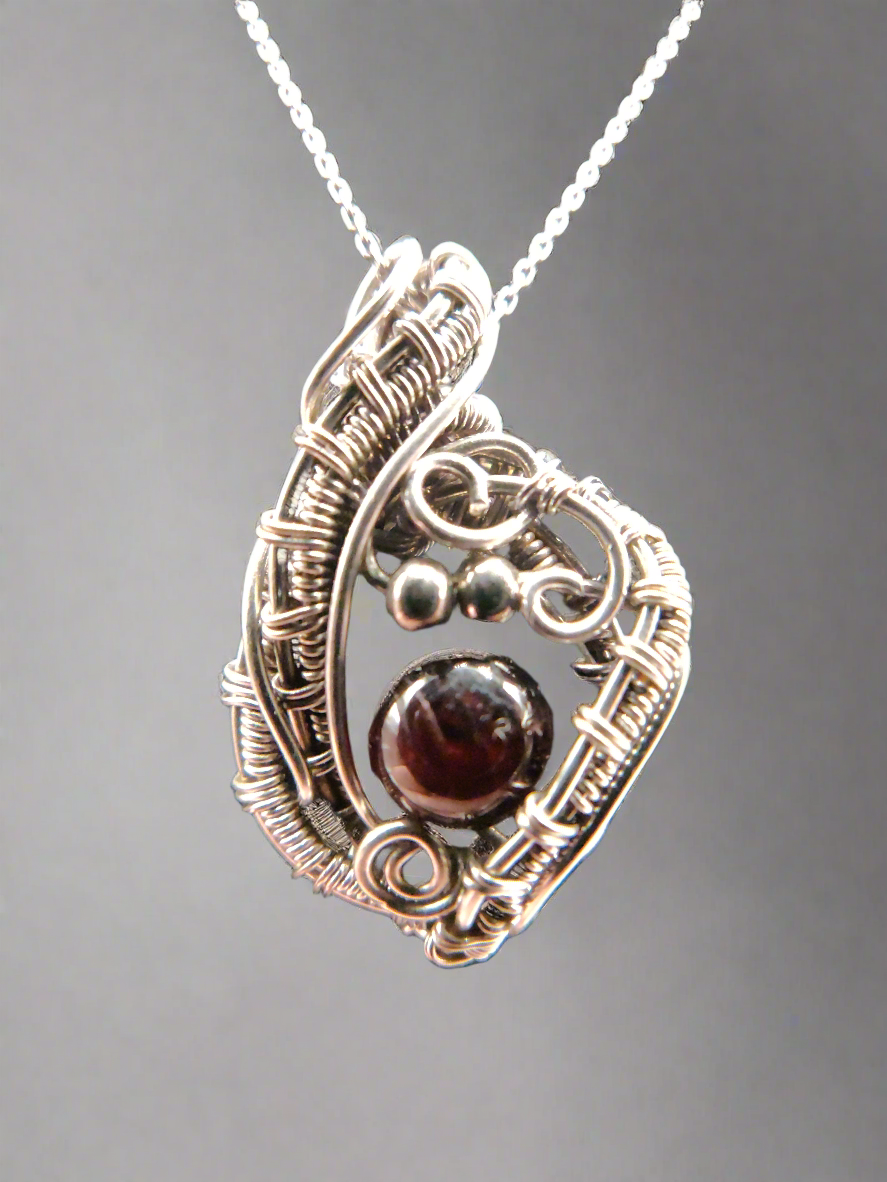 Sterling Silver Garnet Pendant Necklace