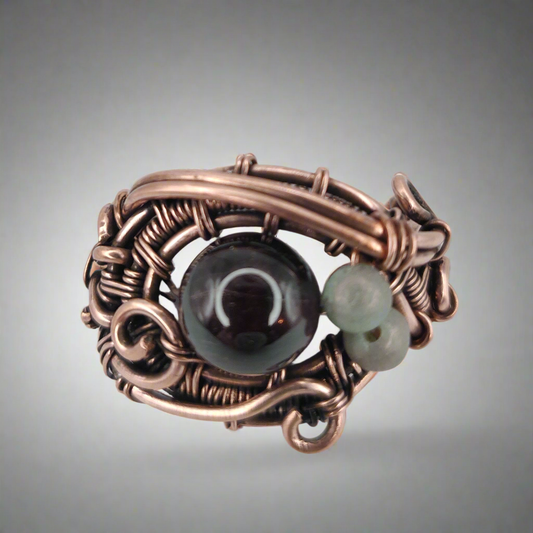Antique Copper Garnet Birthstone Ring