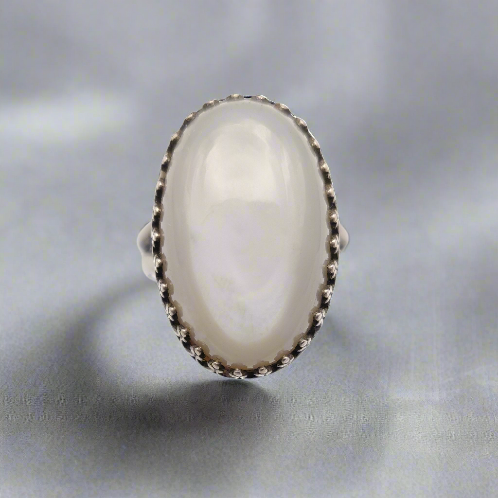 Milky Moonstone Cocktail Ring in Sterling Silver