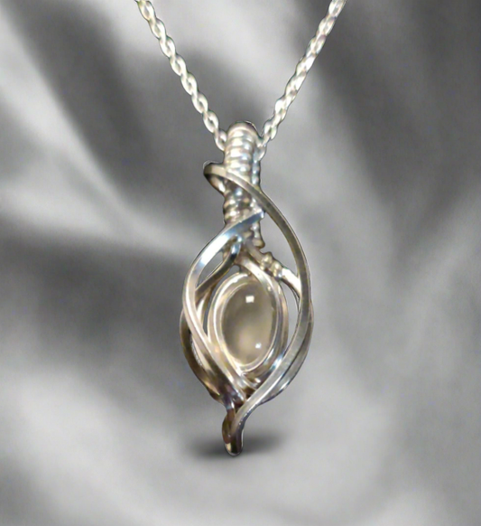 Mini-Moonstone Sterling Silver Flame Pendant