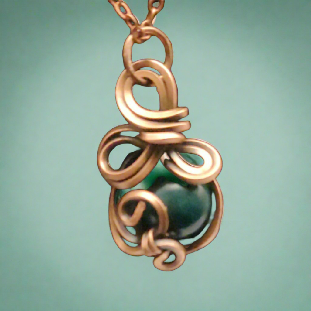 Green Jasper Copper Pendant Necklace