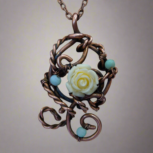 "Not Too Girly" Copper Flower Pendant