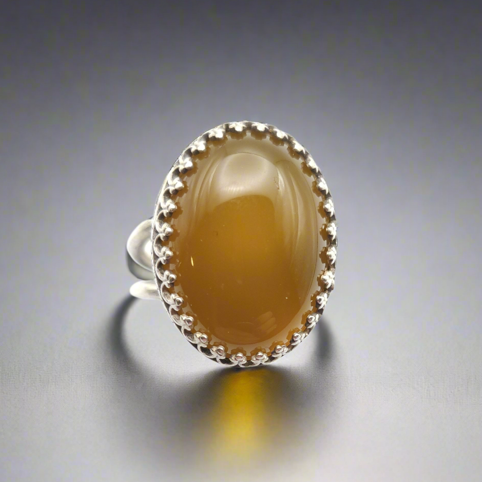 Yellow Agate Sterling Silver Cocktail Ring