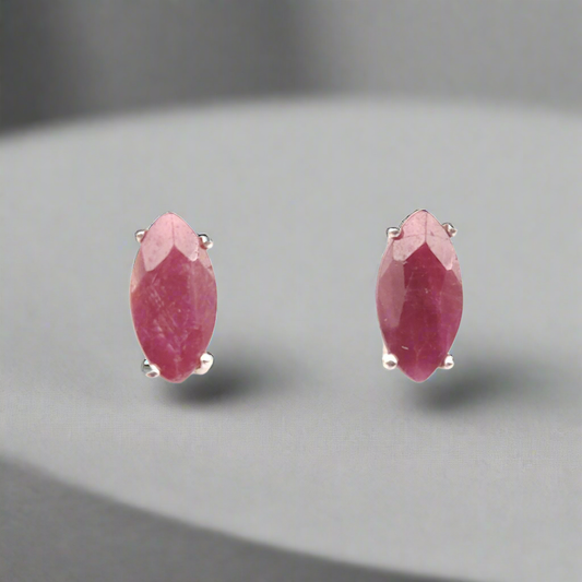 Ruby Sterling Silver Earrings