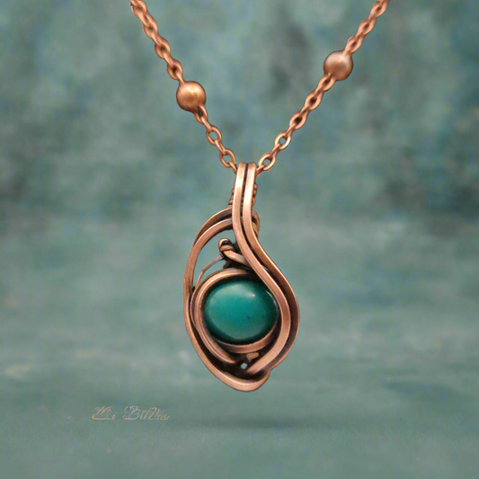 Antique Copper Turquoise Pendant Necklace