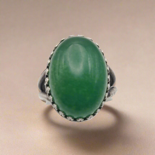 Malaysian Jade & Sterling Silver Cocktail Ring