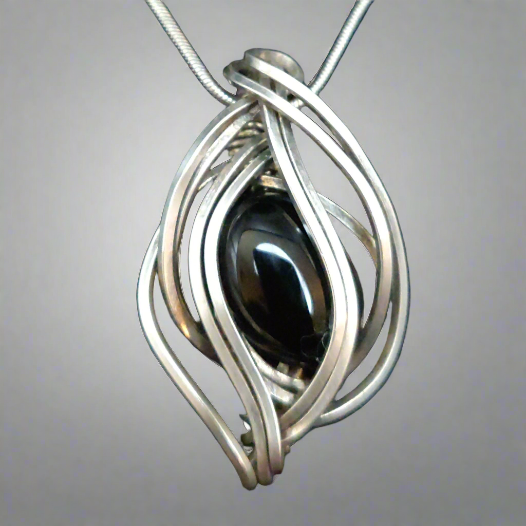 Sterling Silver Black Onyx Pendant Necklace