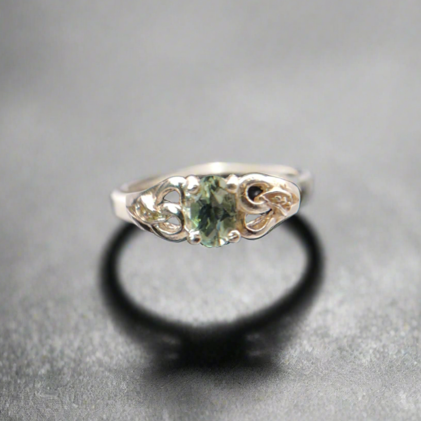 Green Amethyst Sterling Silver Ring