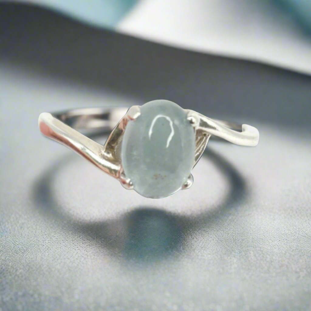 Aquamarine Sterling Silver March Birthstone Ring