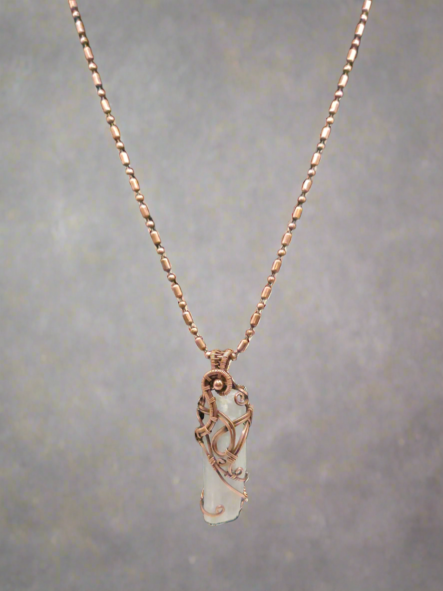 Selenite Crystal Copper Pendant