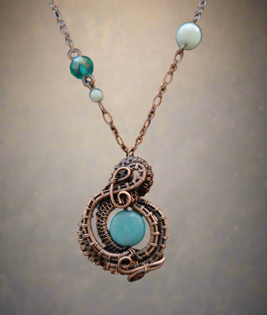 Amazonite & Copper Beaded Necklace