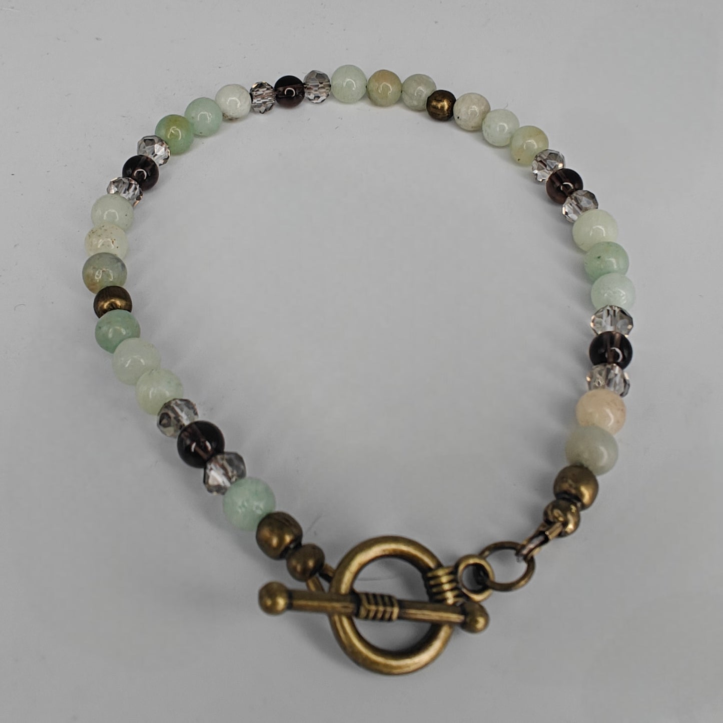 Amazonite, Smoky Quartz & Bronze Beaded Bracelet