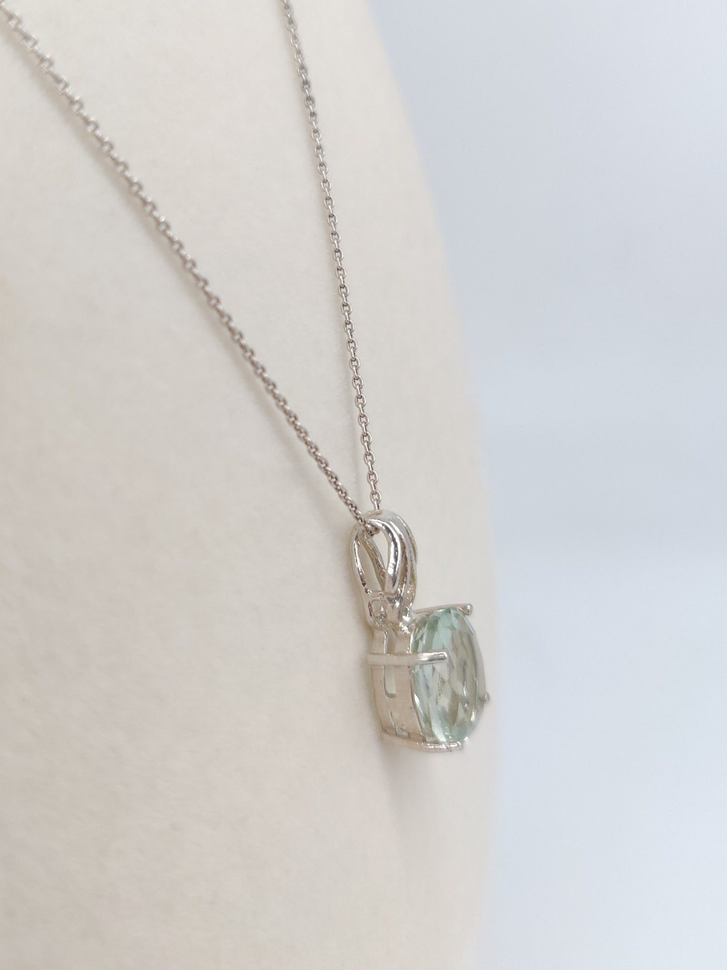 Green Amethyst & Sterling Silver Pendant Necklace