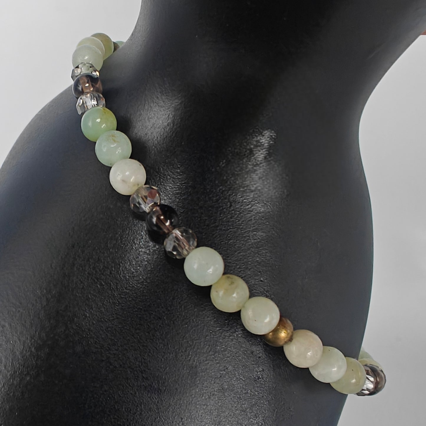 Amazonite, Smoky Quartz & Bronze Beaded Bracelet