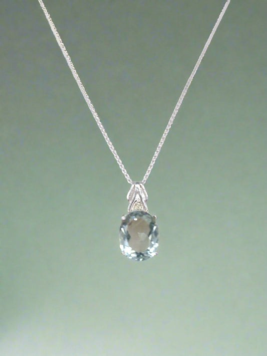 Green Amethyst & Sterling Silver Pendant Necklace