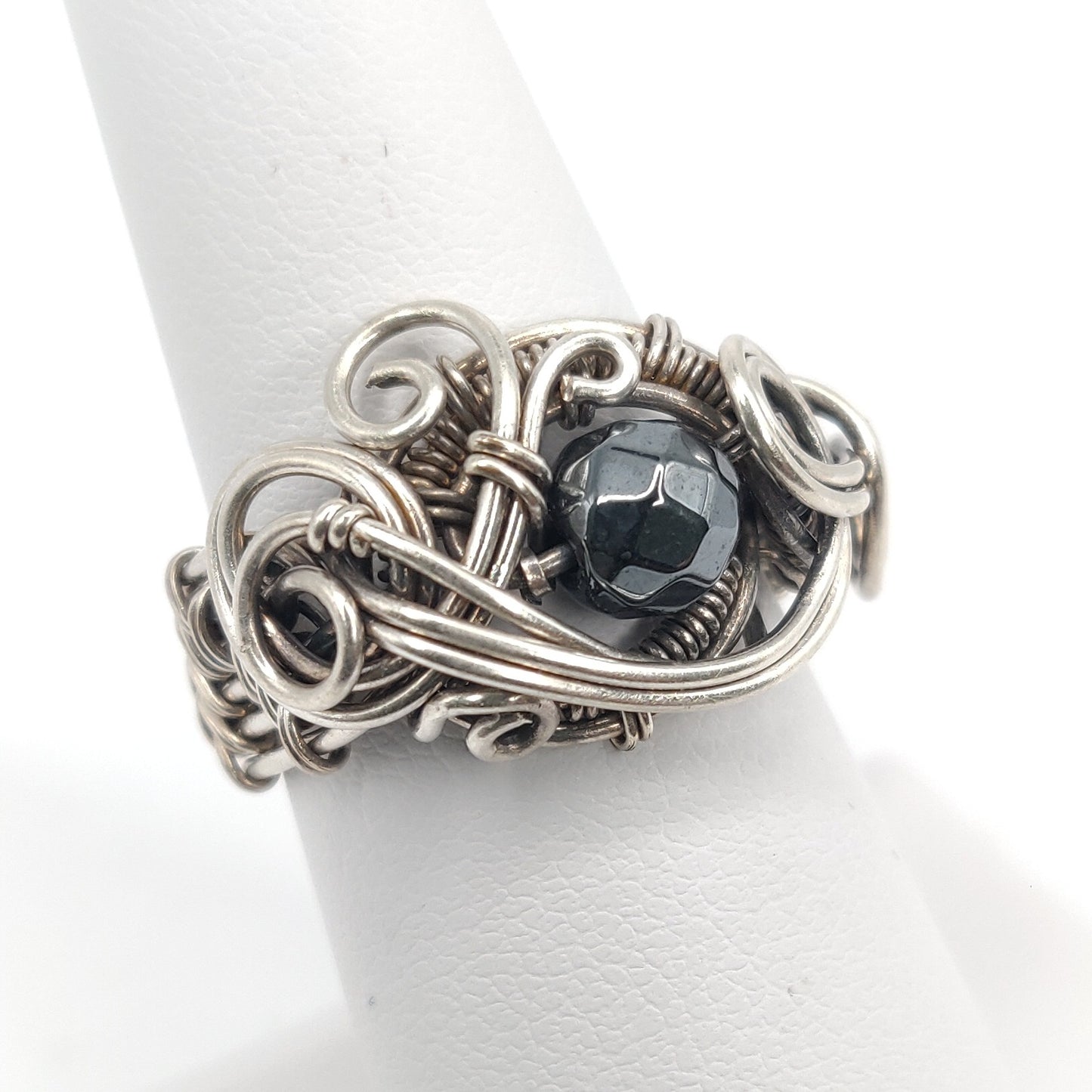 Handmade Sterling Silver & Hematite Ring
