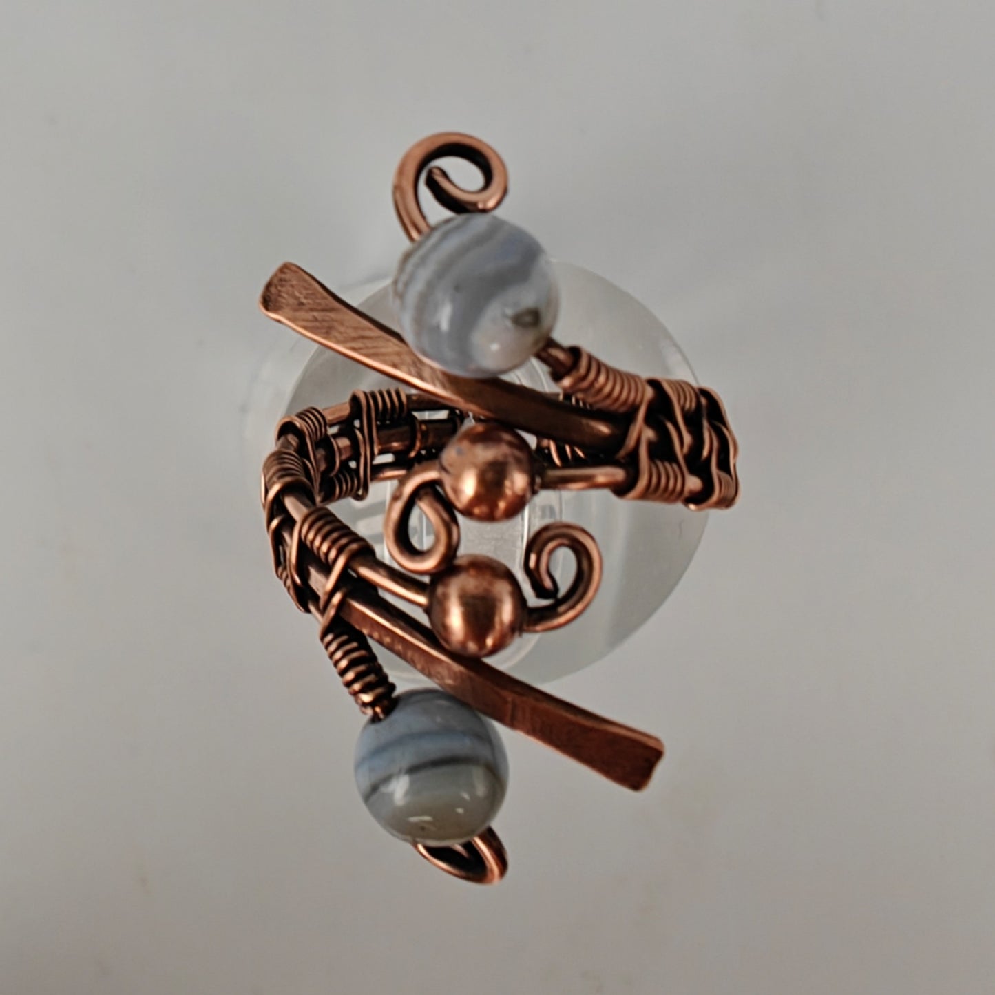 Antique Copper & Light Blue Agate Ring