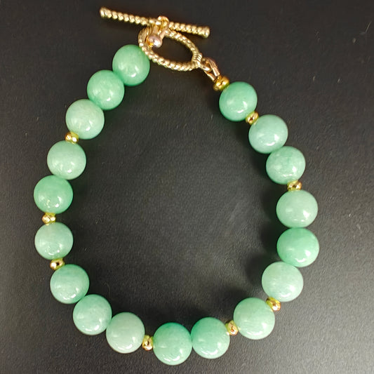 Mint Quartz & Gold Hematite Beaded Bracelet