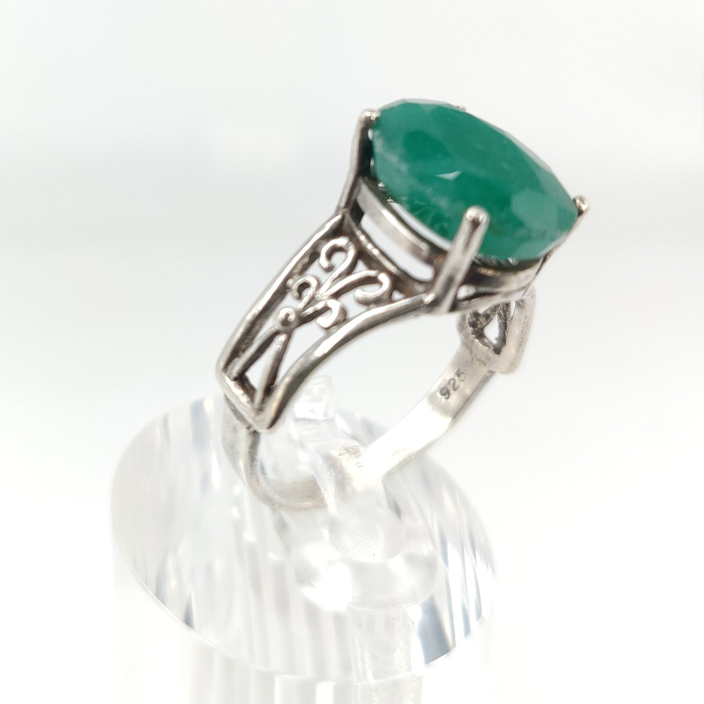 African Emerald & Sterling Silver Ring