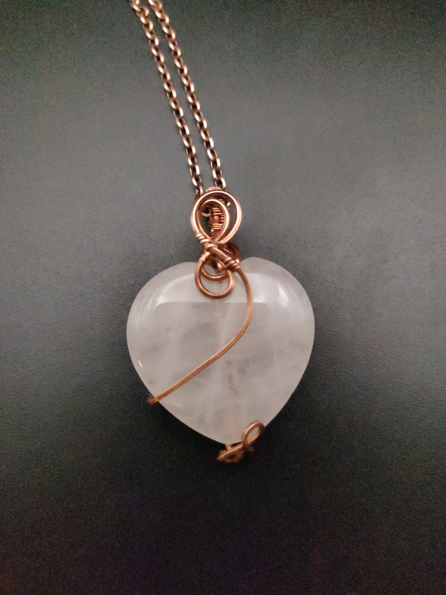 Rose Quartz & Copper Heart Pendant