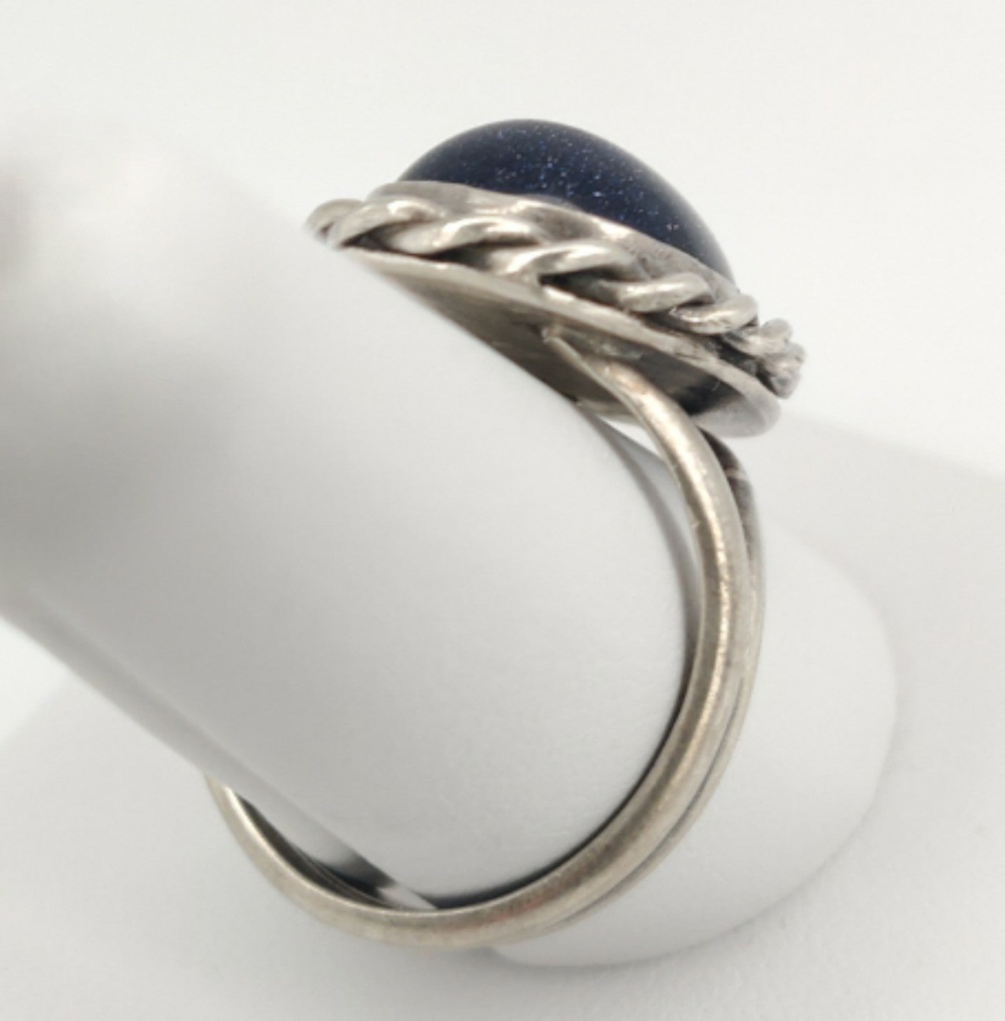 Blue Goldstone & Antique Sterling Silver Ring