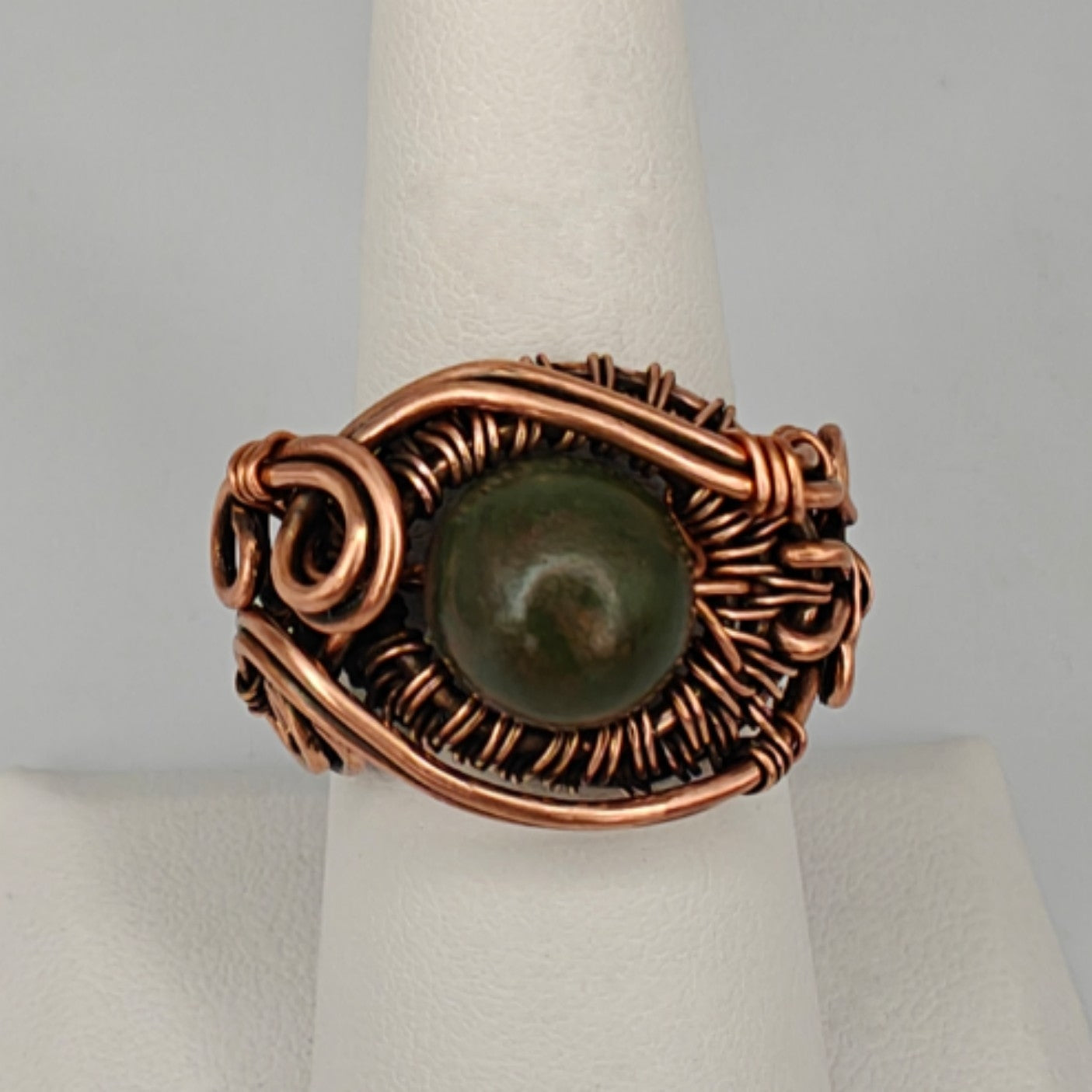Jade & Antique Copper Ring