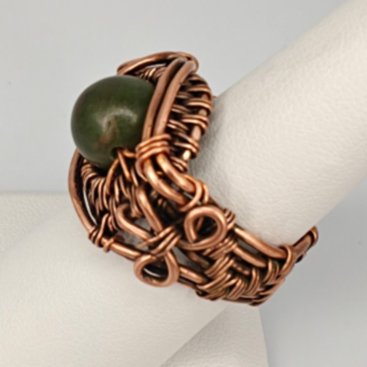 Jade & Antique Copper Ring