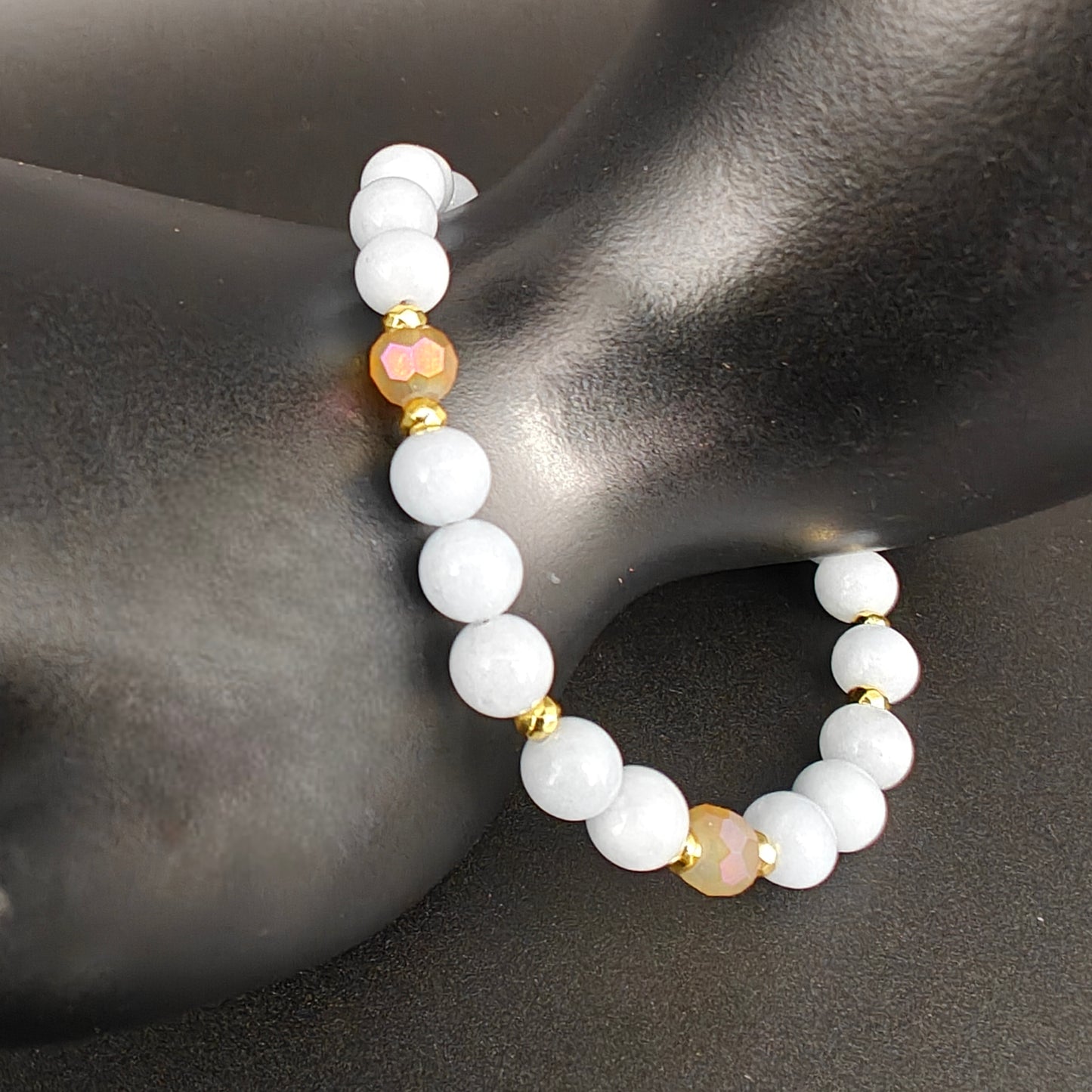 Aquamarine & Gold Hematite Beaded Bracelet