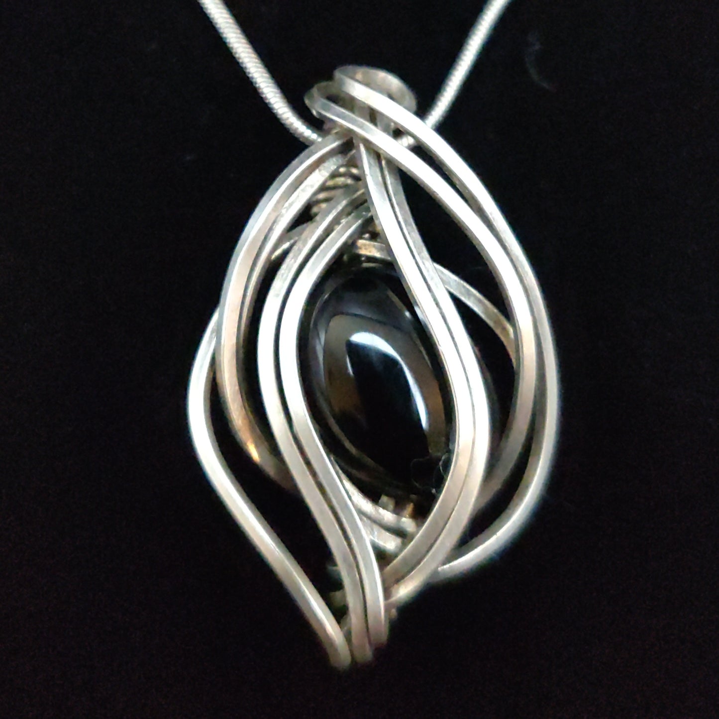 Sterling Silver Black Onyx Pendant Necklace