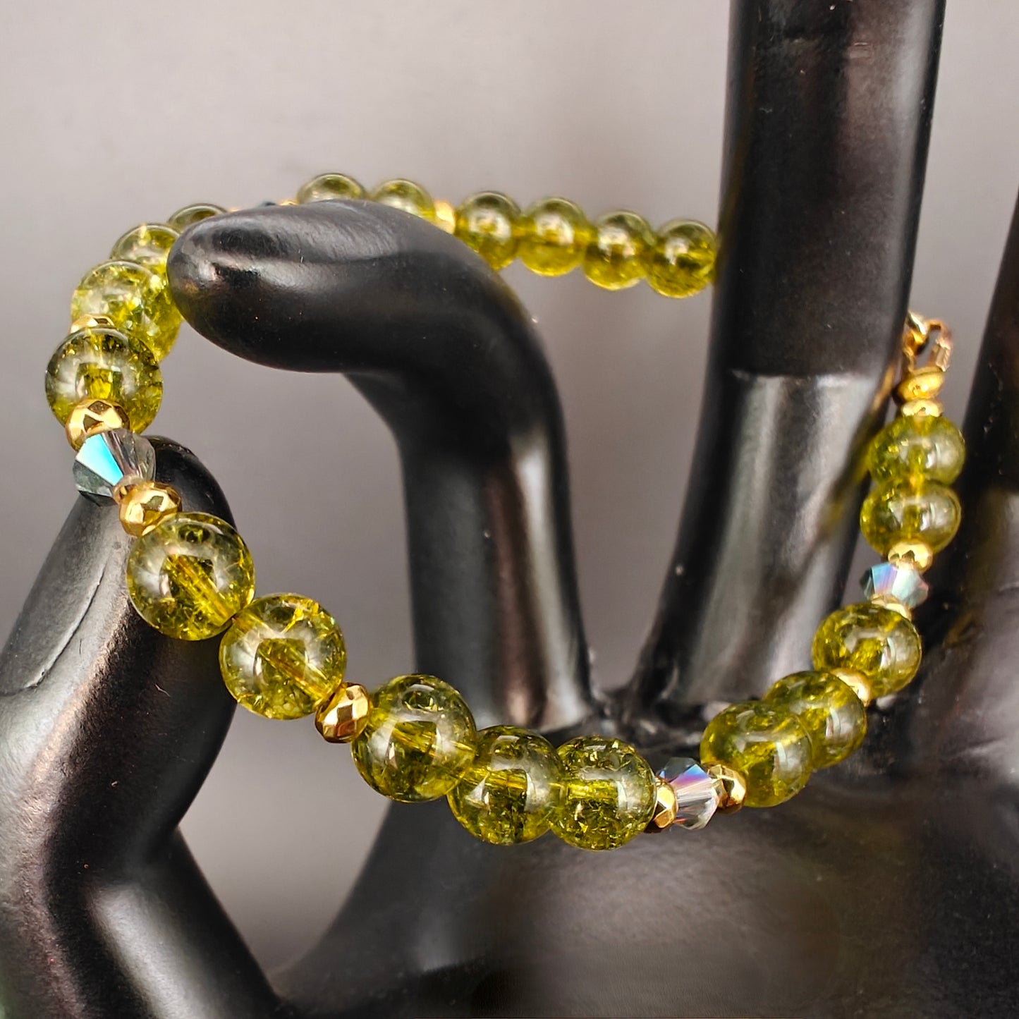 Peridot & Gold Hematite Beaded Bracelet