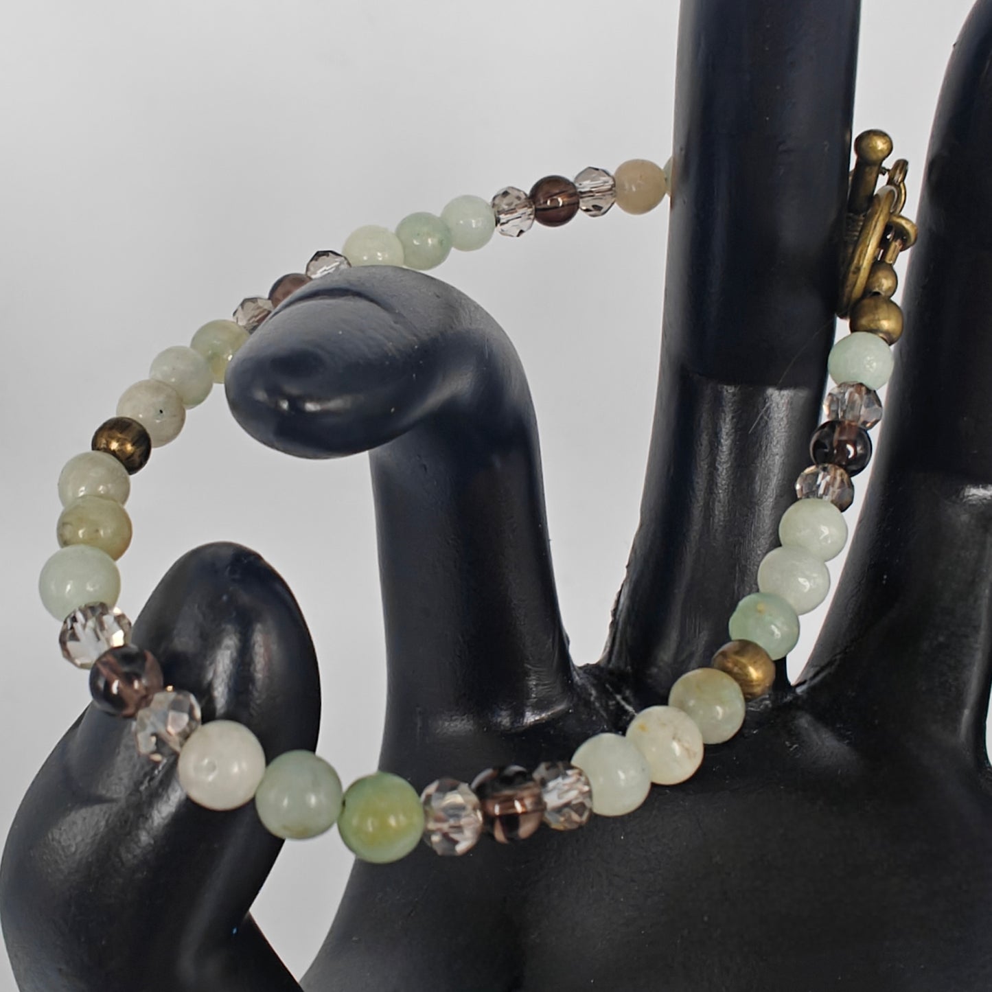 Amazonite, Smoky Quartz & Bronze Beaded Bracelet