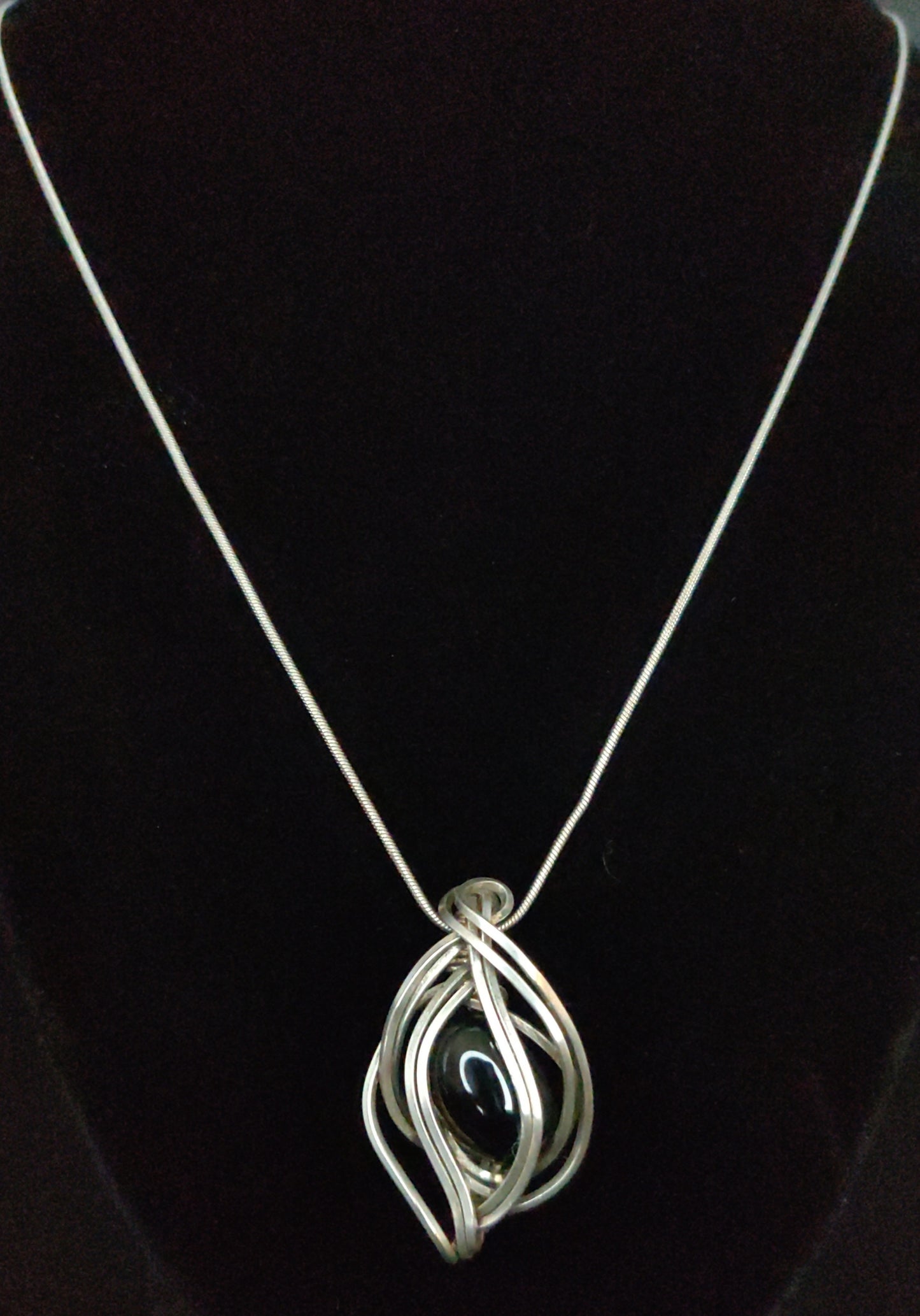 Sterling Silver Black Onyx Pendant Necklace