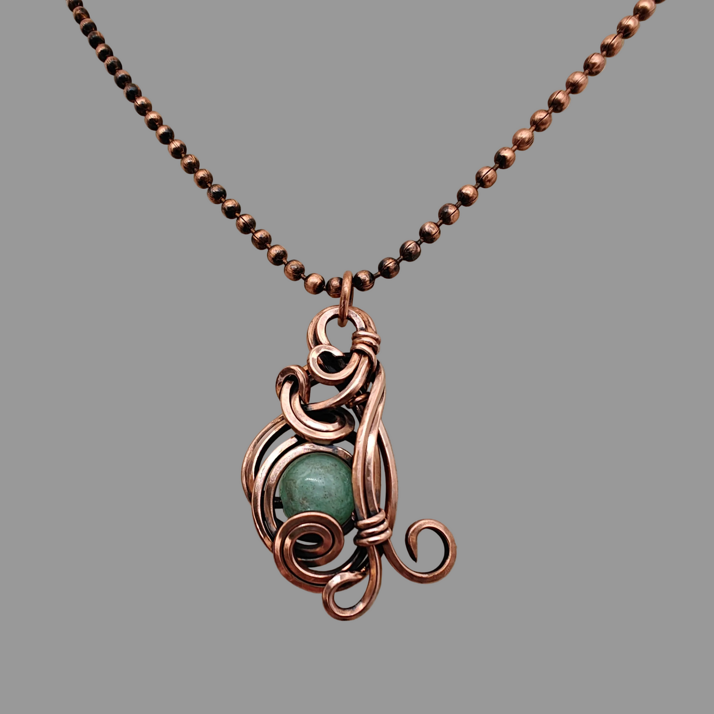 Mint Quartz Antique Copper Waterfall Pendant Necklace