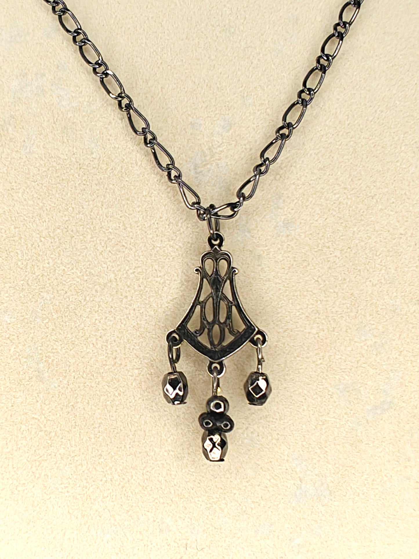 Gunmetal Hematite Drop Pendant Necklace
