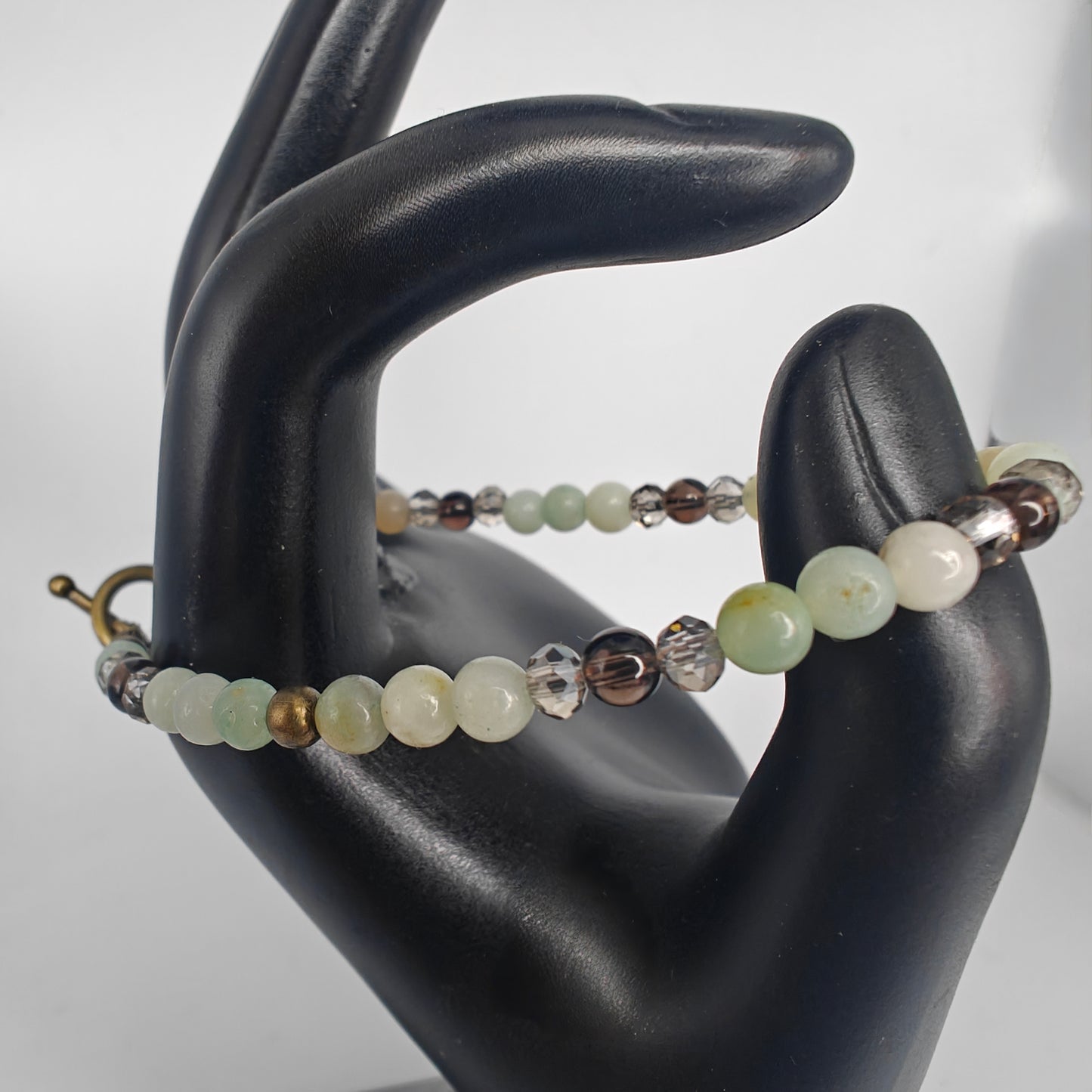 Amazonite, Smoky Quartz & Bronze Beaded Bracelet