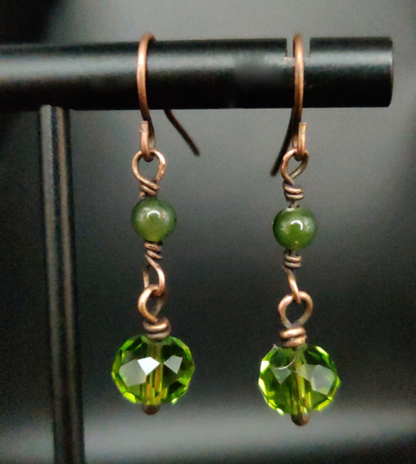 Handmade Jade & Antique Copper Rosary-Style Jewelry Set