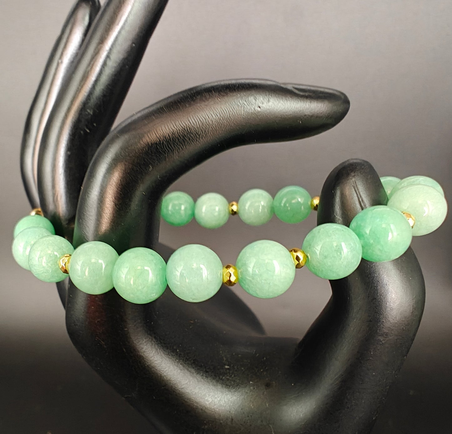 Mint Quartz & Gold Hematite Beaded Bracelet