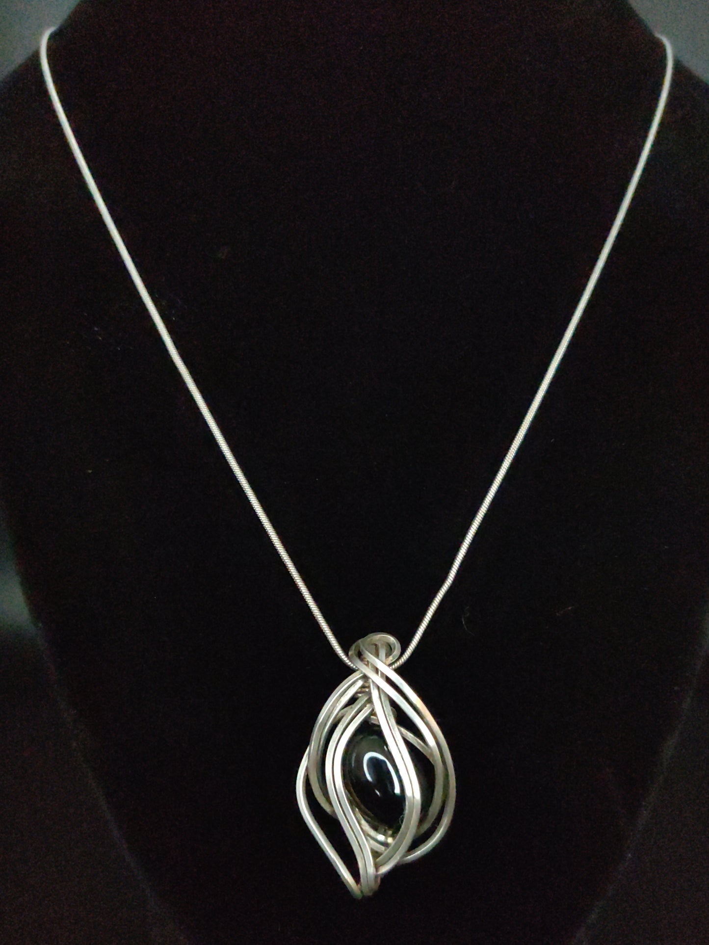 Sterling Silver Black Onyx Pendant Necklace
