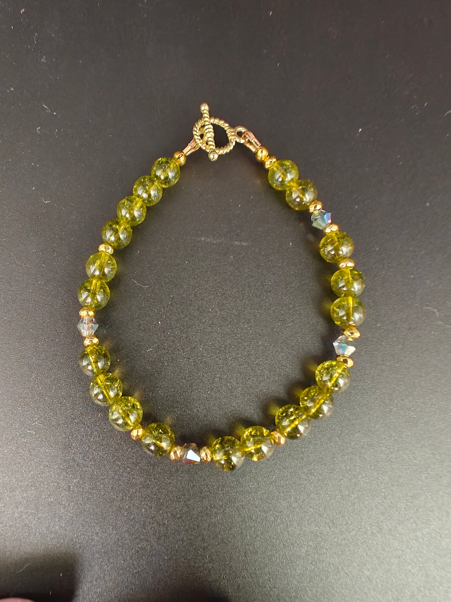 Peridot & Gold Hematite Beaded Bracelet