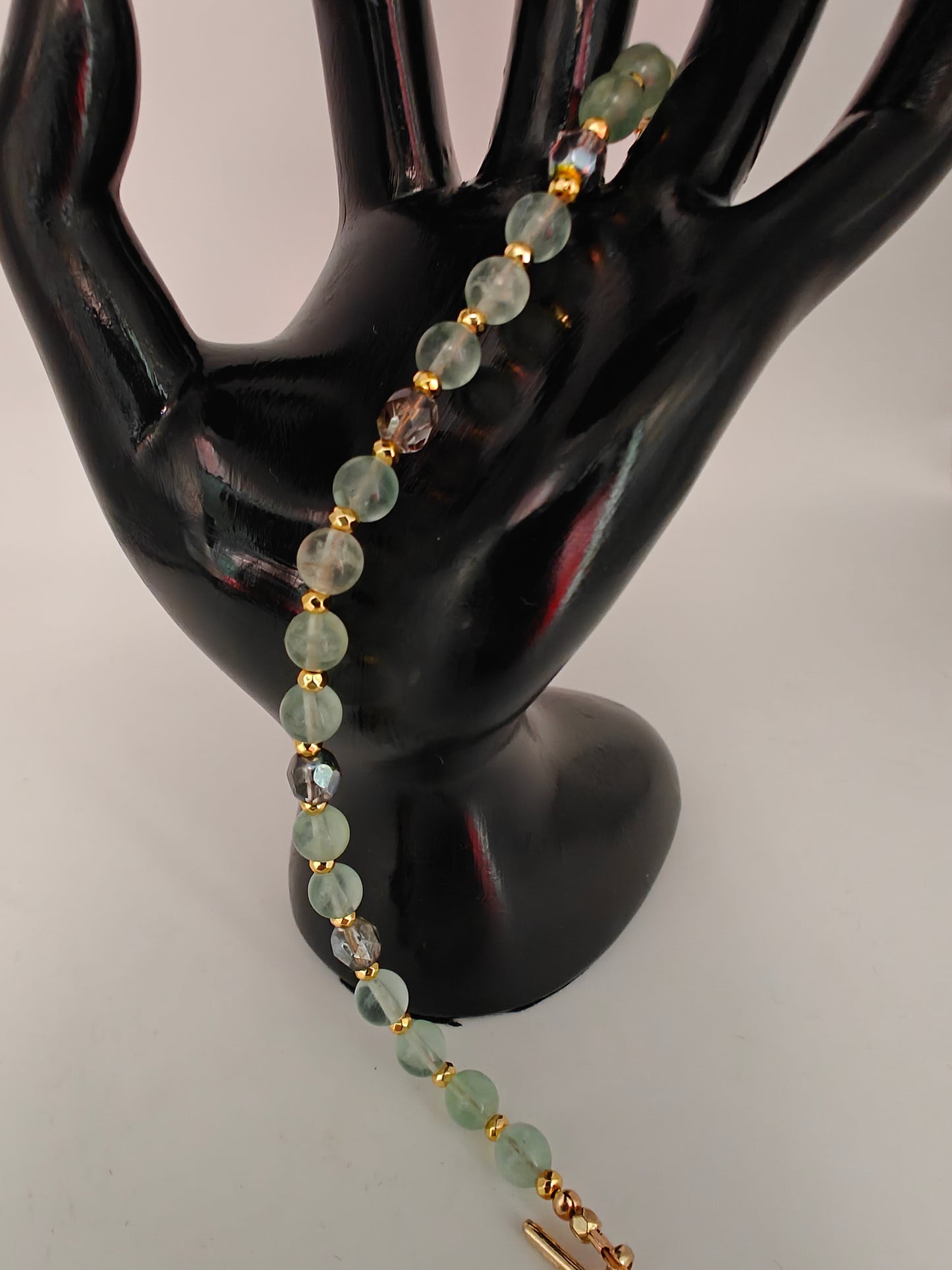 Green Fluorite & Golden Hematite Beaded Bracelet