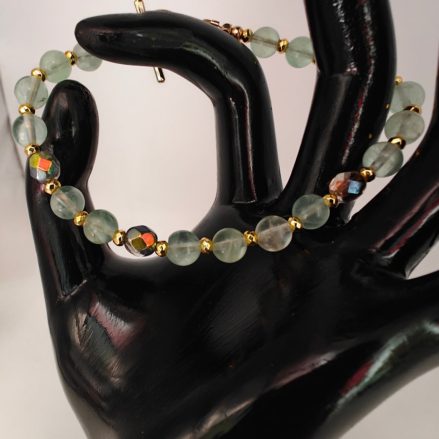 Green Fluorite & Golden Hematite Beaded Bracelet