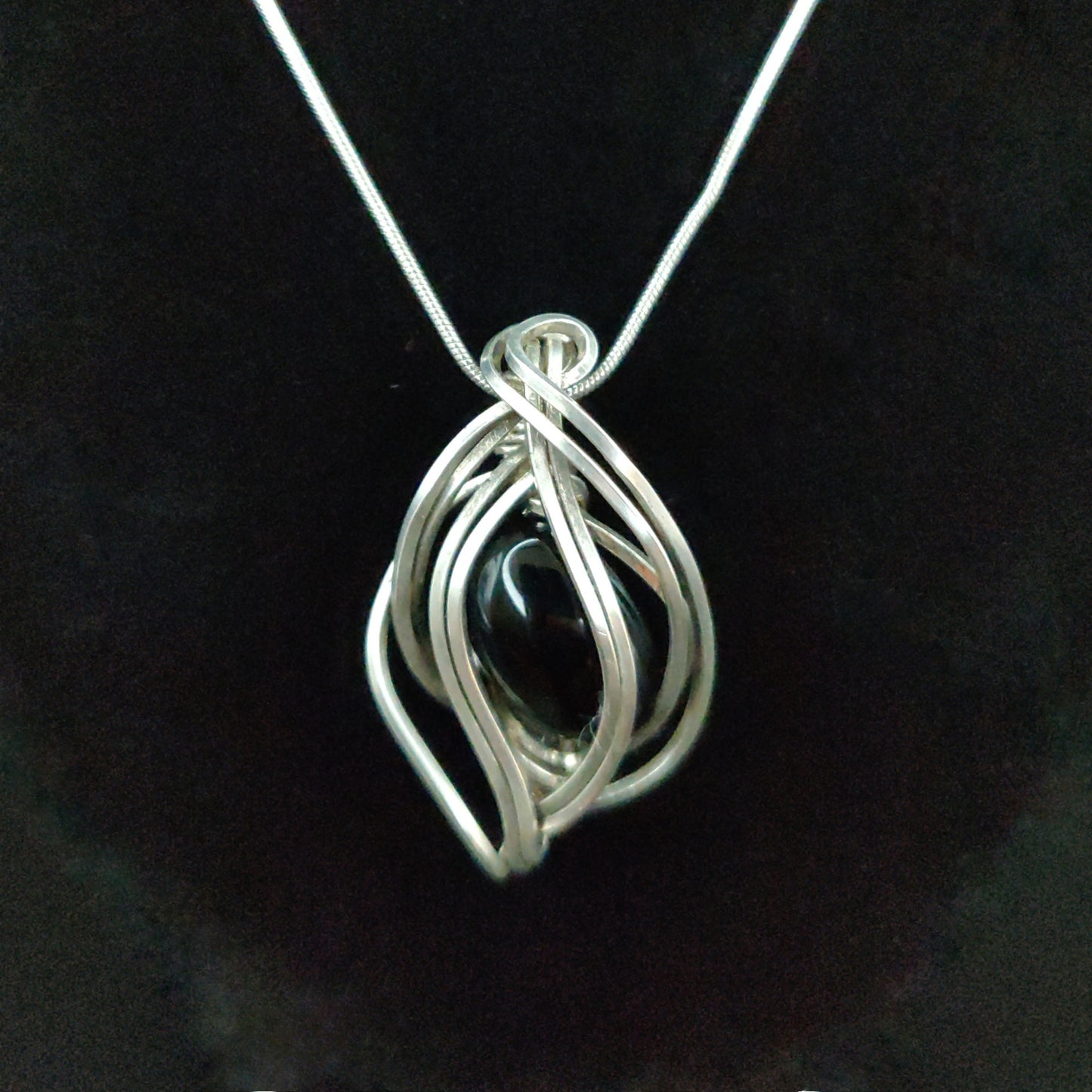Sterling Silver Black Onyx Pendant Necklace