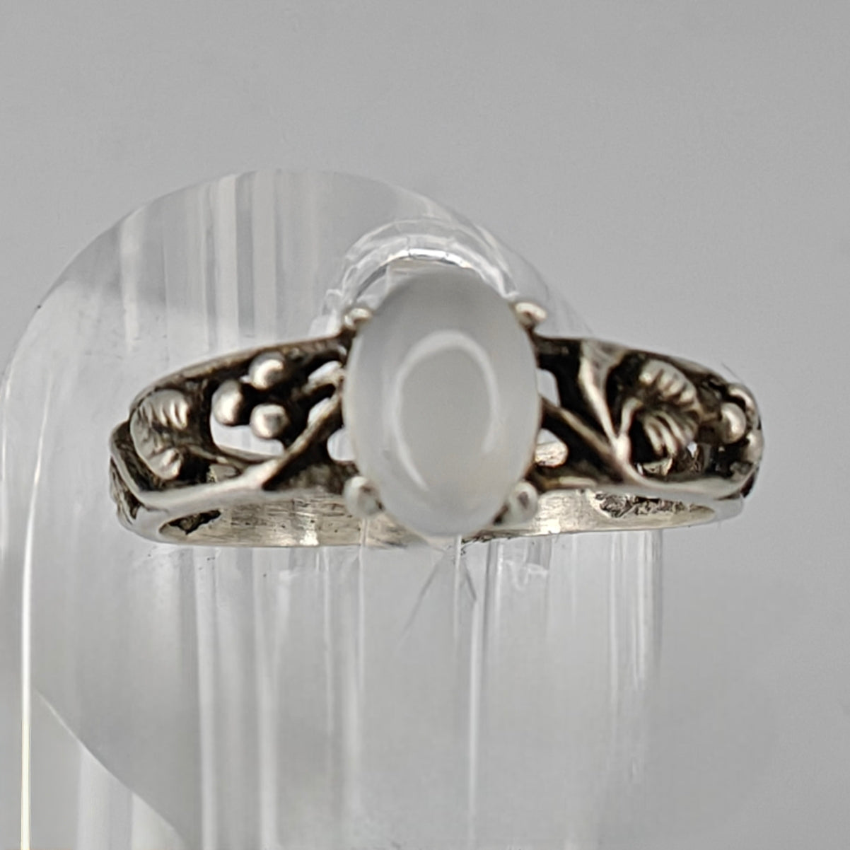 Sterling Silver Moonstone Grape Leaves Ring